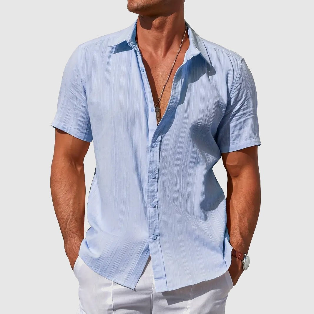 Textura Verano | Camisa de Lino de Manga Corta Hombre Texturizada
