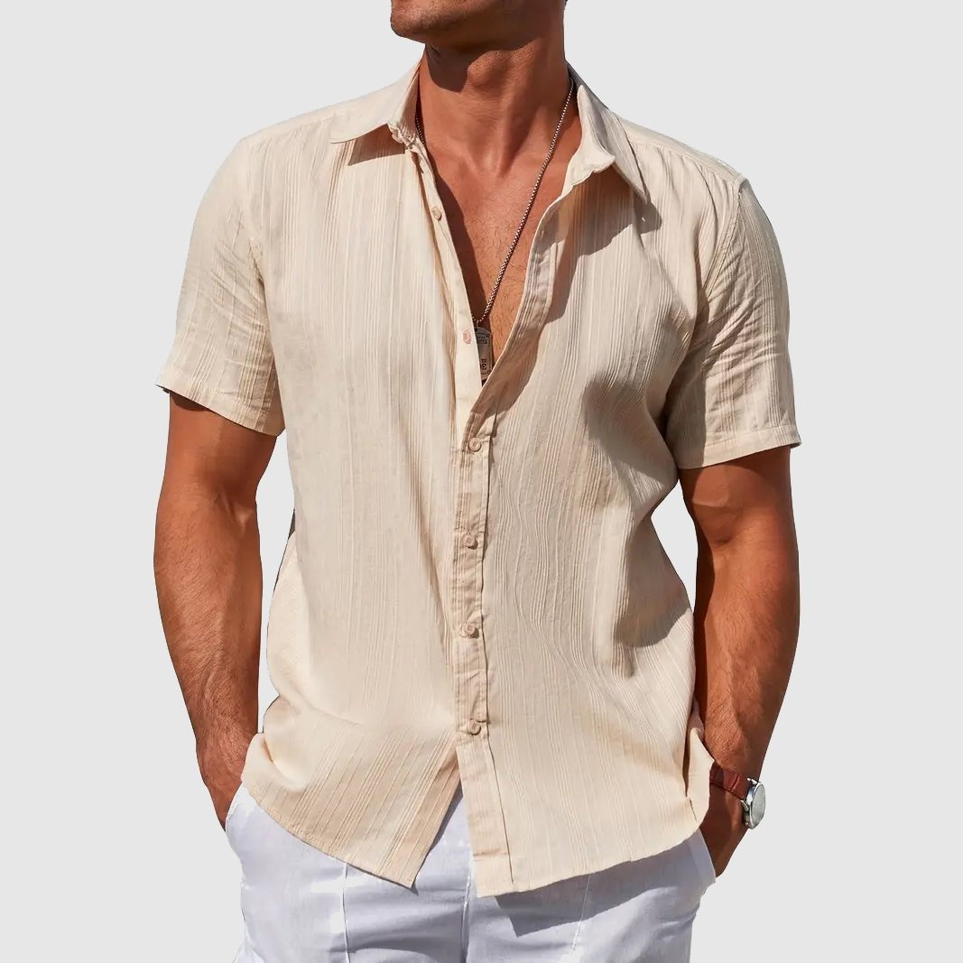 Textura Verano | Camisa de Lino de Manga Corta Hombre Texturizada