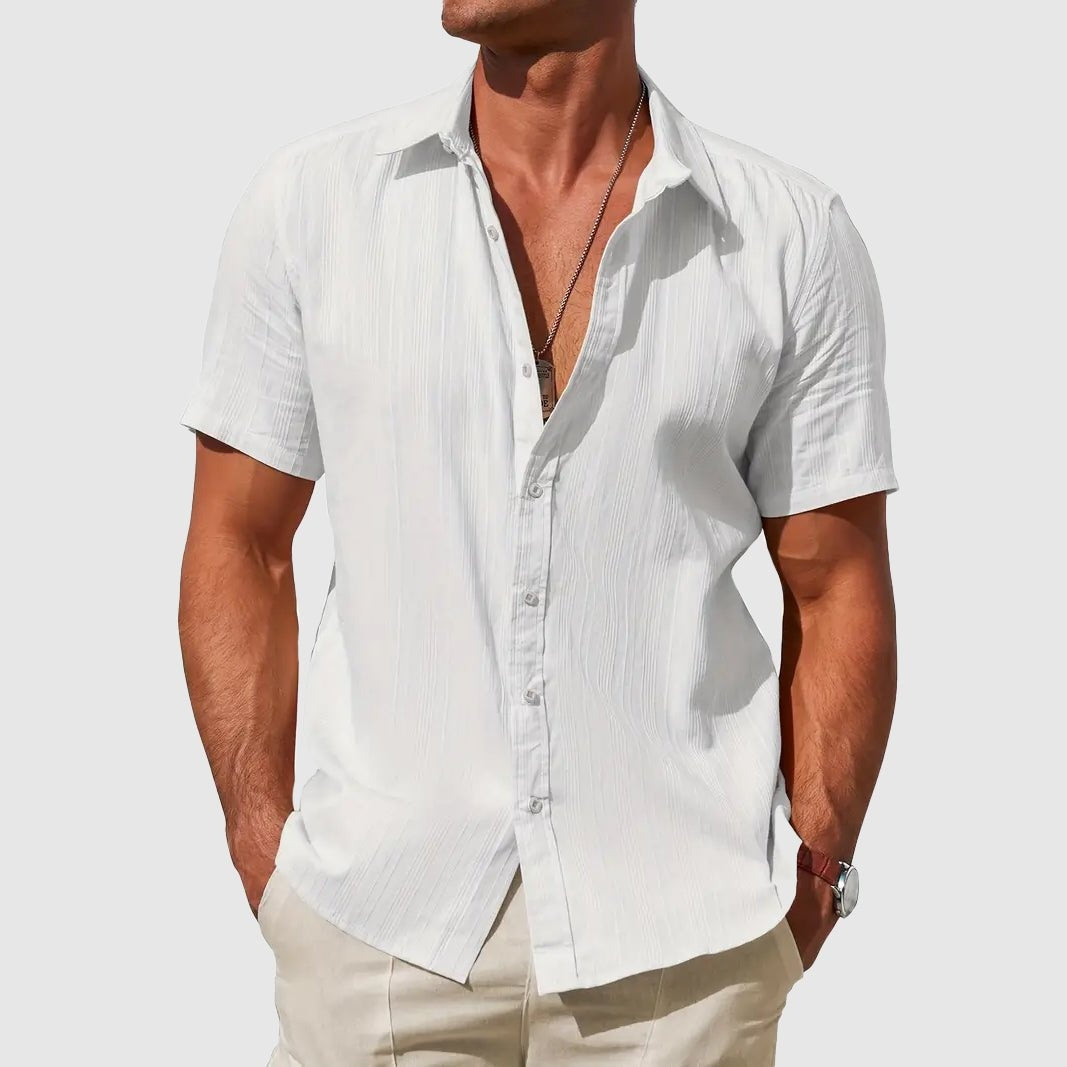 Textura Verano | Camisa de Lino de Manga Corta Hombre Texturizada