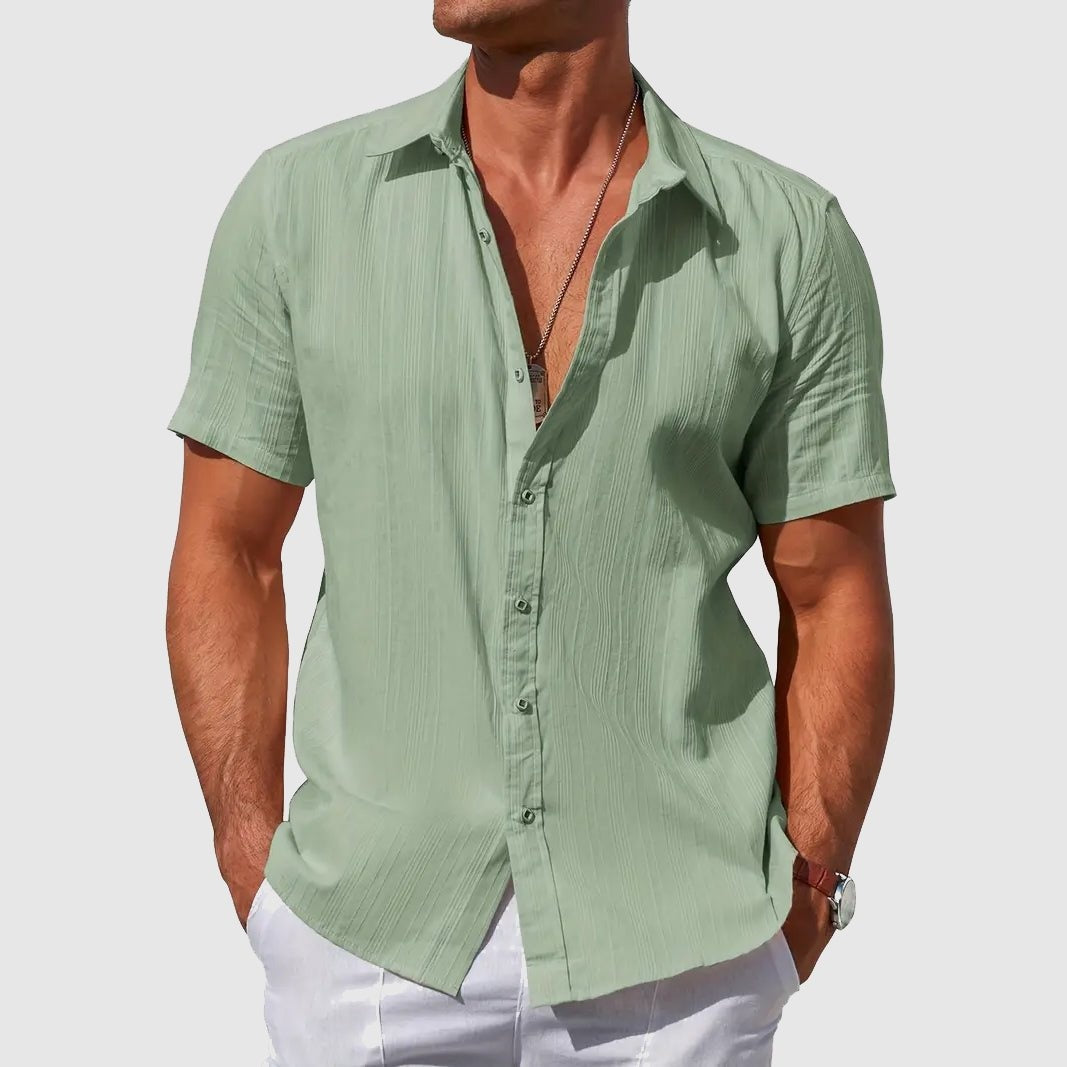 Textura Verano | Camisa de Lino de Manga Corta Hombre Texturizada