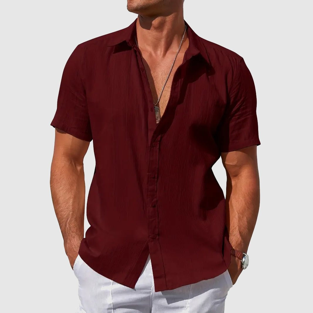 Textura Verano | Camisa de Lino de Manga Corta Hombre Texturizada