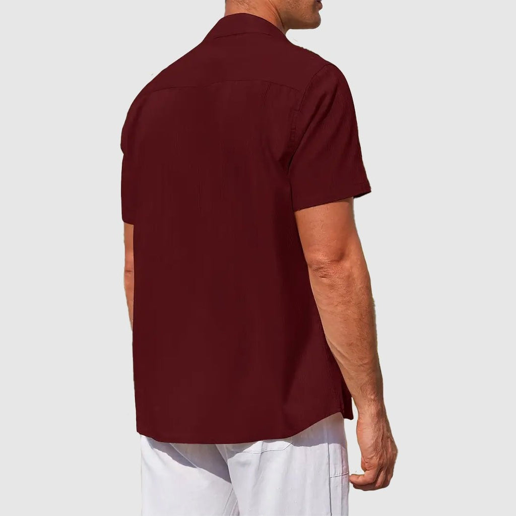 Textura Verano | Camisa de Lino de Manga Corta Hombre Texturizada