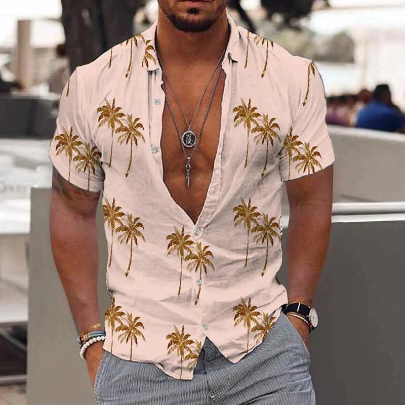 Hawaii Retro | Camisa Hawaiana Estampada Hombre Manga Corta