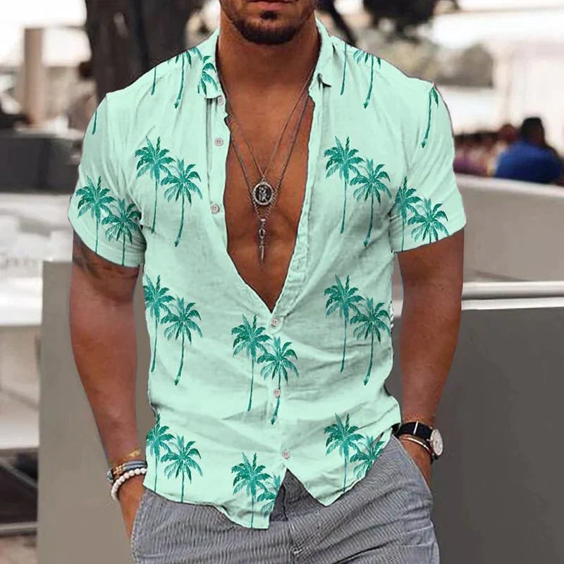 Hawaii Retro | Camisa Hawaiana Estampada Hombre Manga Corta
