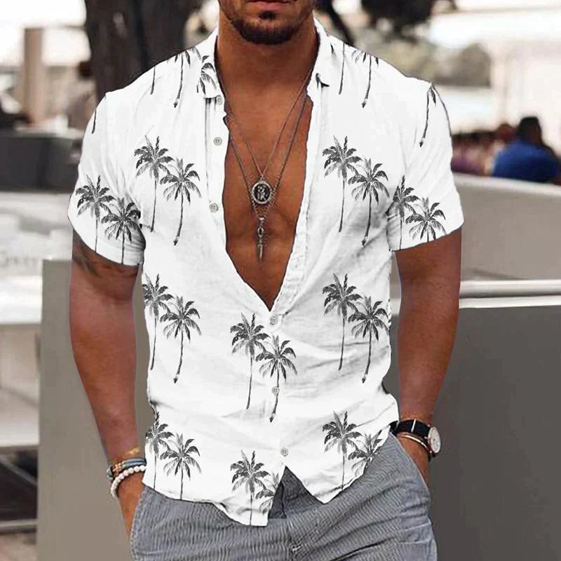 Hawaii Retro | Camisa Hawaiana Estampada Hombre Manga Corta