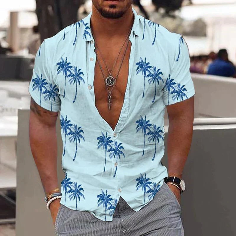 Hawaii Retro | Camisa Hawaiana Estampada Hombre Manga Corta