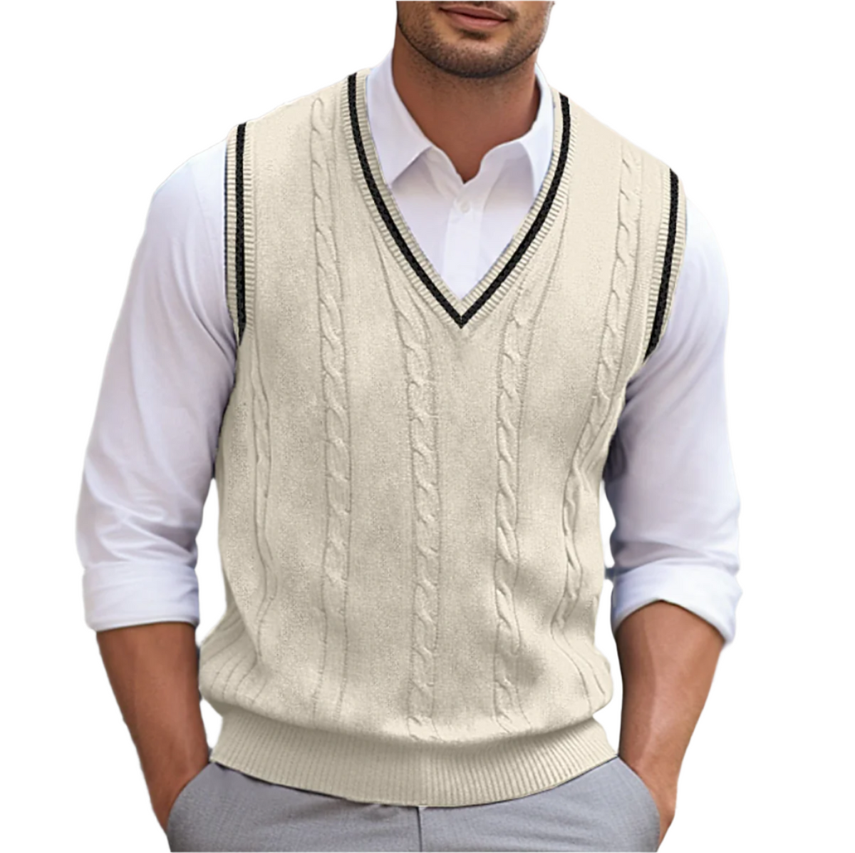Hugo | Chaleco de Punto Cable Knit Hombre Cuello en V