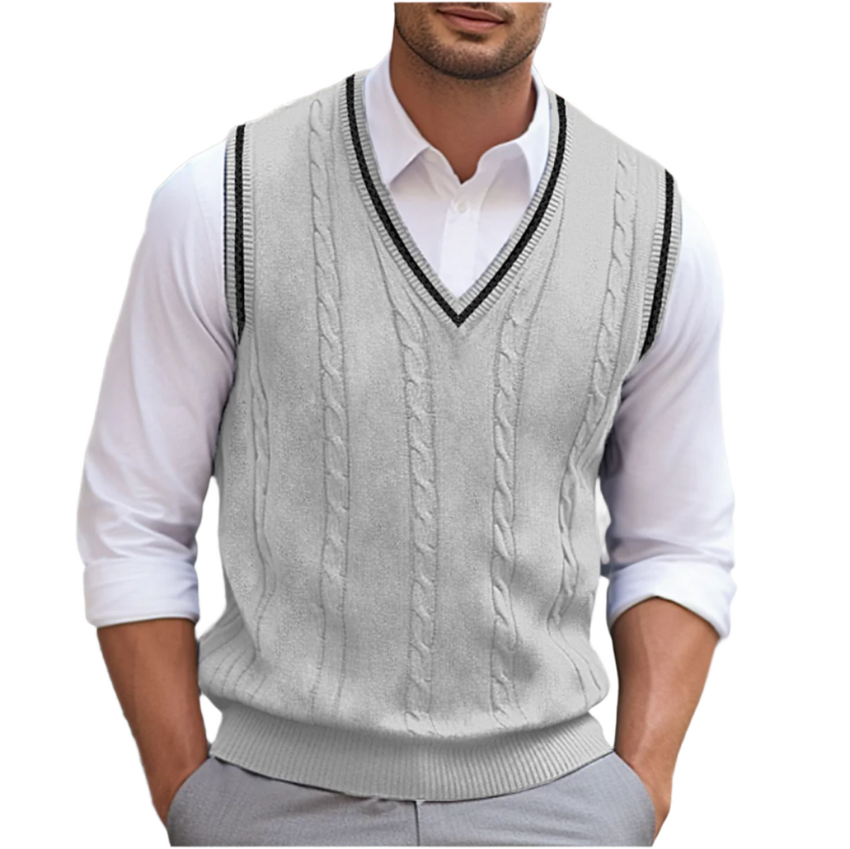 Hugo | Chaleco de Punto Cable Knit Hombre Cuello en V