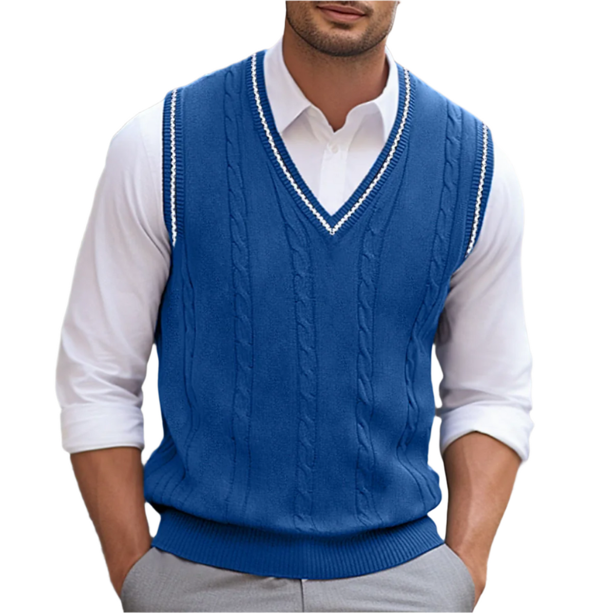 Hugo | Chaleco de Punto Cable Knit Hombre Cuello en V