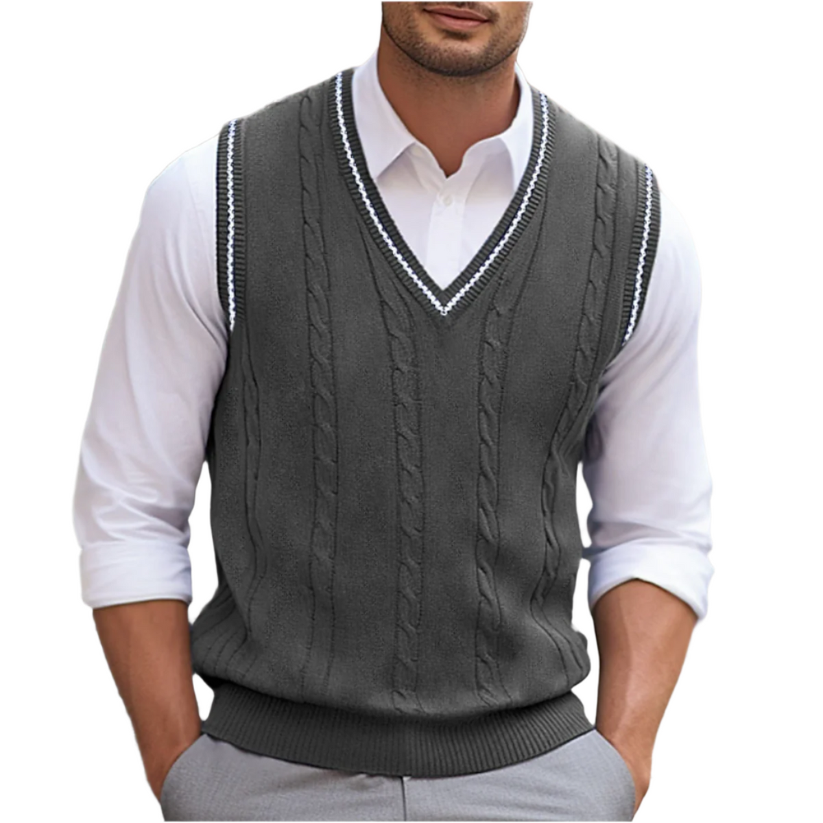Hugo | Chaleco de Punto Cable Knit Hombre Cuello en V