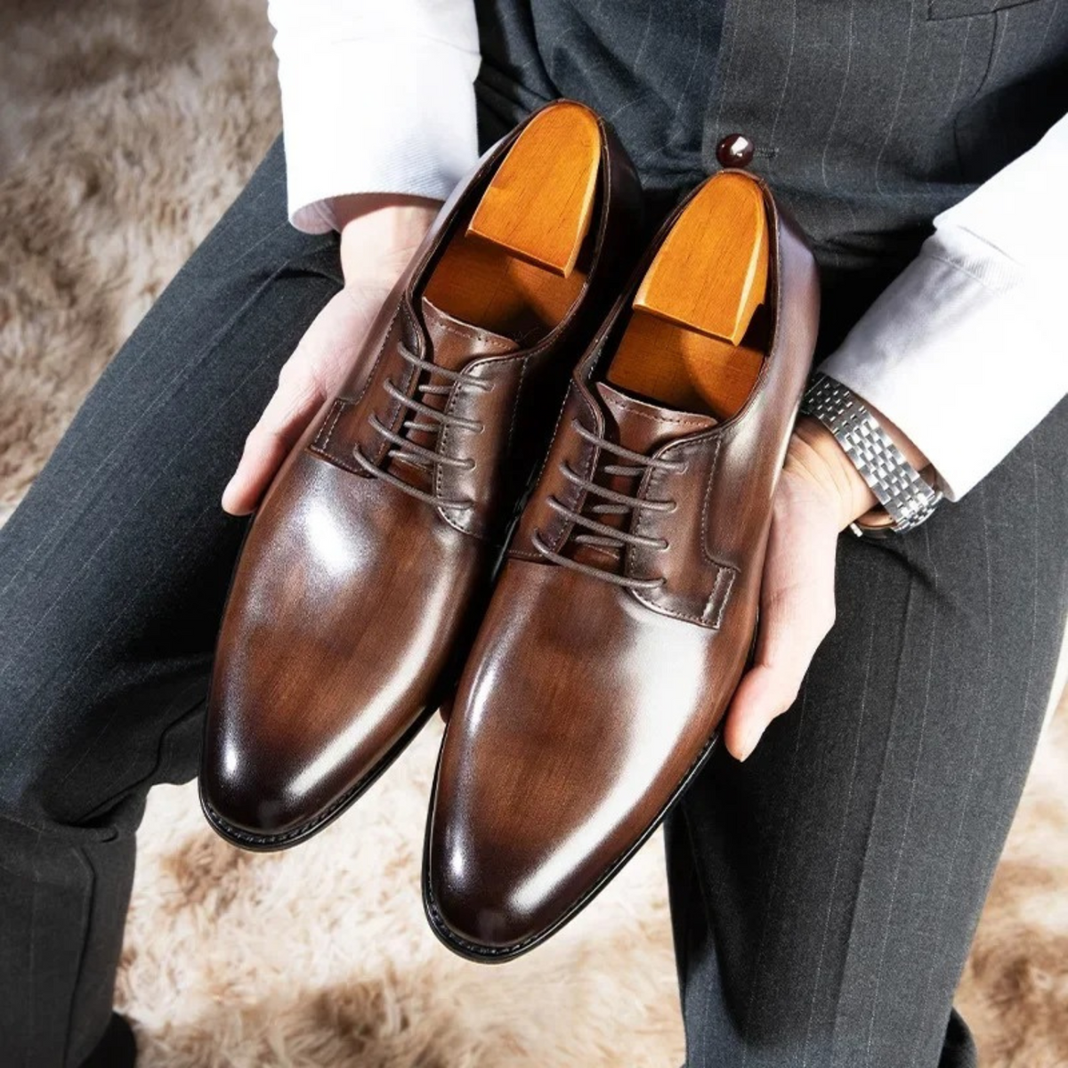 Rodrigo | Zapatos de Vestir Derby de Cuero con Cordones para Hombre