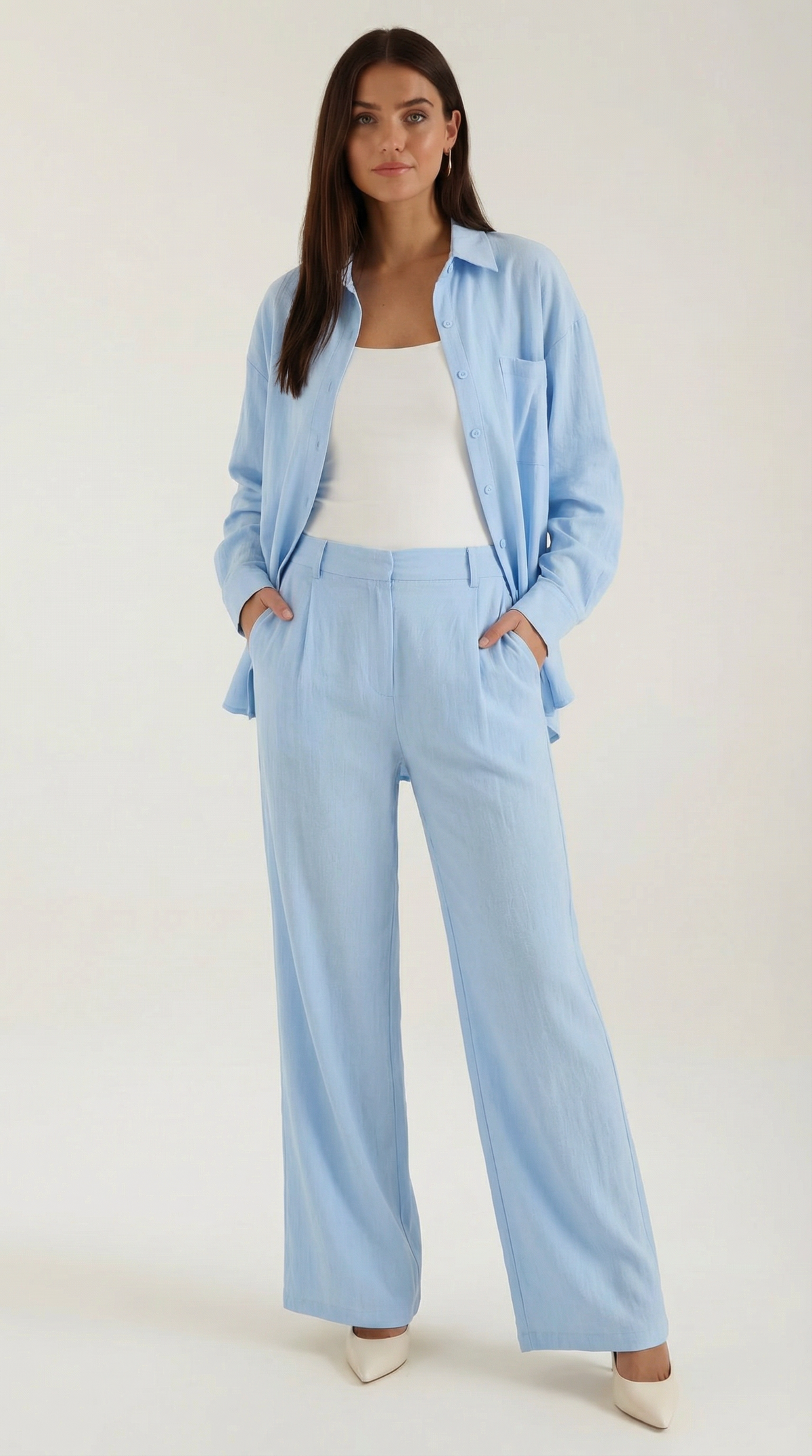 Silvia | Conjunto Camisa y Pantalón Algodón Azul Bebé Mujer