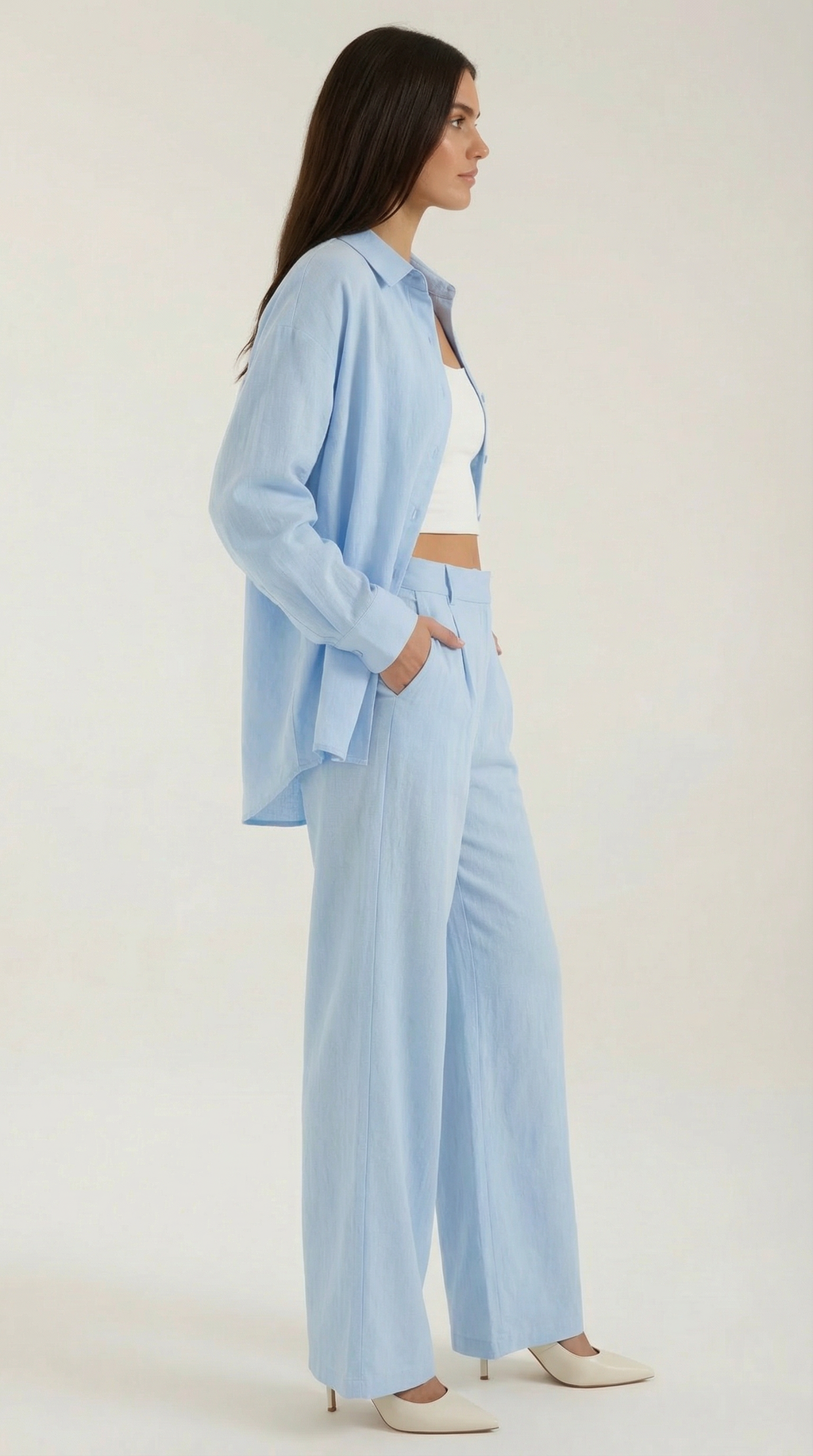Silvia | Conjunto Camisa y Pantalón Algodón Azul Bebé Mujer