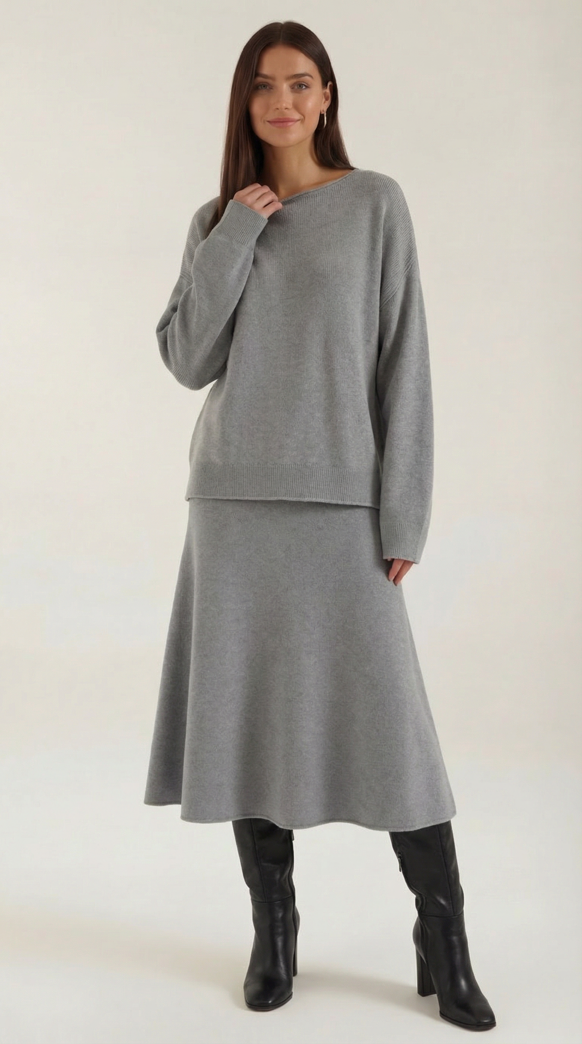 Paula | Conjunto Jersey y Falda de Punto Mujer