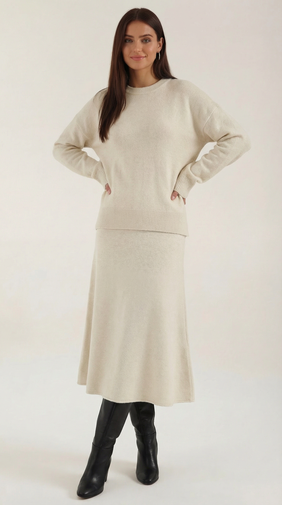 Paula | Conjunto Jersey y Falda de Punto Mujer