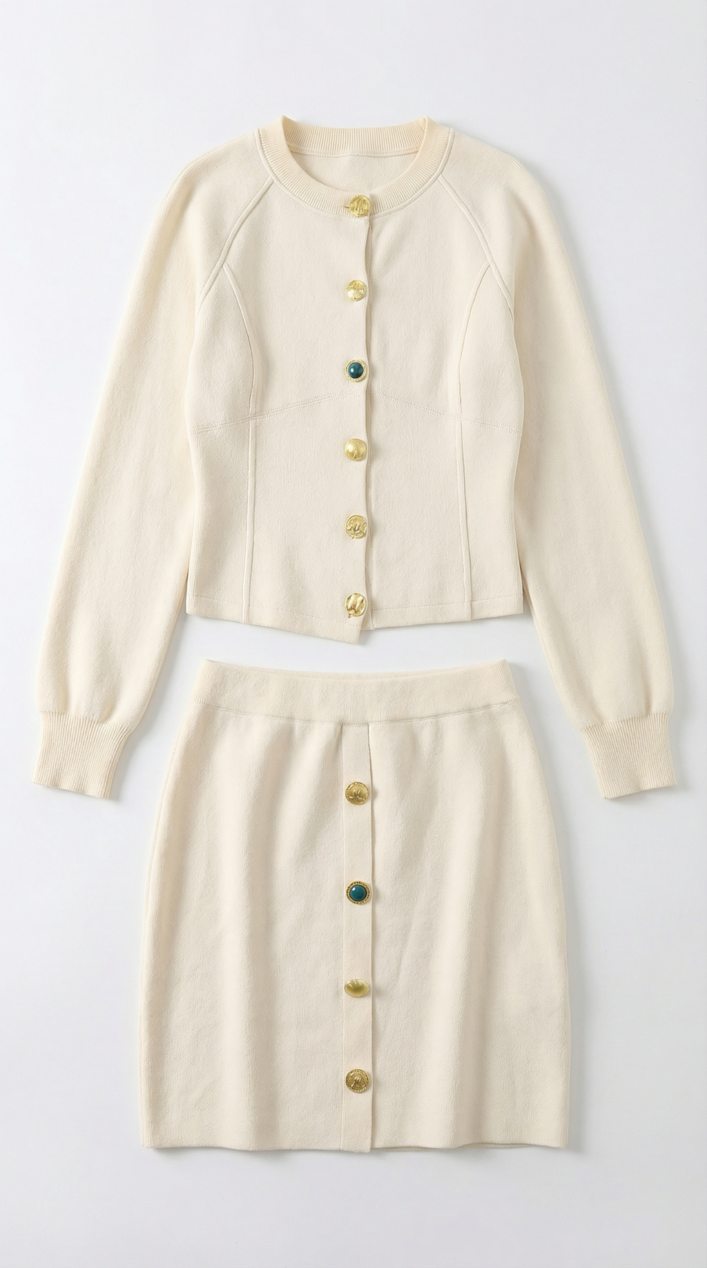 Marina | Conjunto Chaqueta de Punto y Falda con Botones Mujer