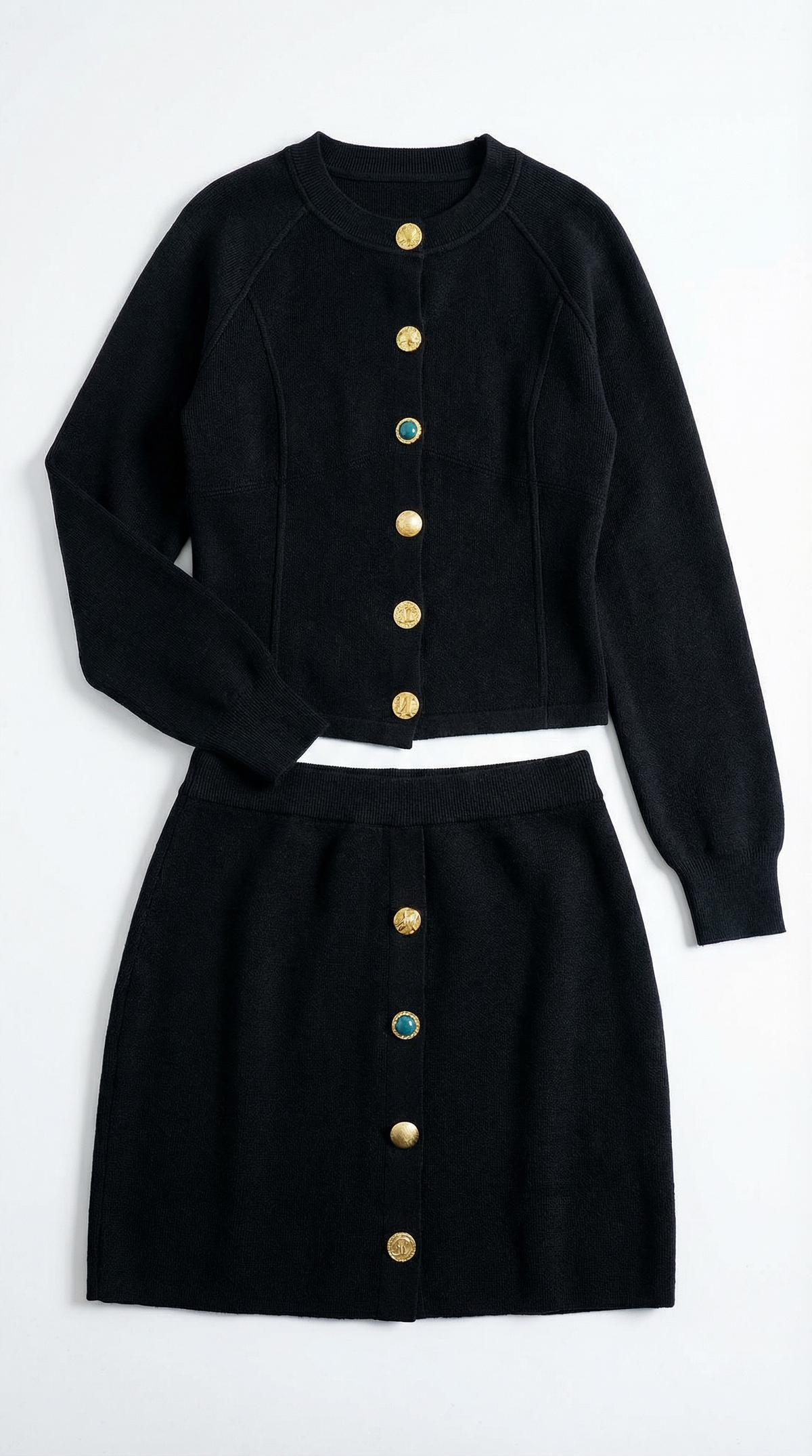 Marina | Conjunto Chaqueta de Punto y Falda con Botones Mujer