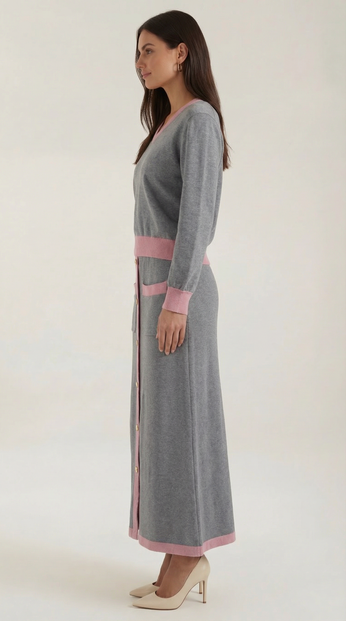 Elena | Conjunto Jersey Cuello en V y Falda Midi Mujer