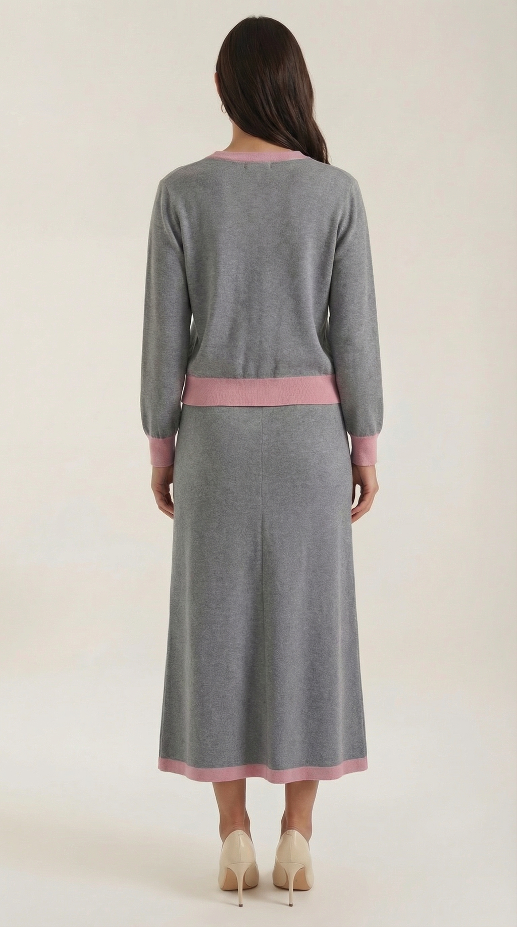 Elena | Conjunto Jersey Cuello en V y Falda Midi Mujer