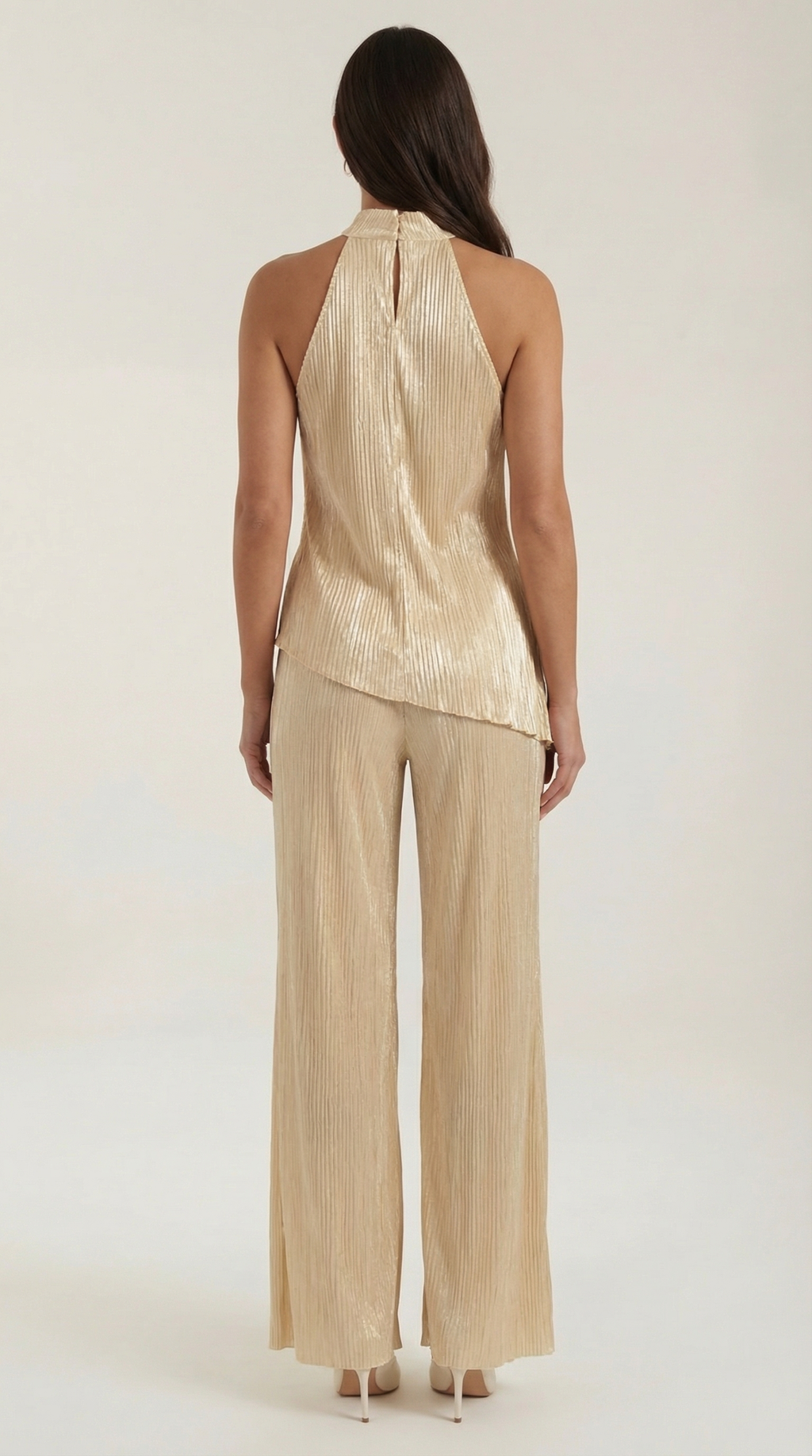 Ainhoa | Conjunto Top Halter y Pantalón Crema Mujer