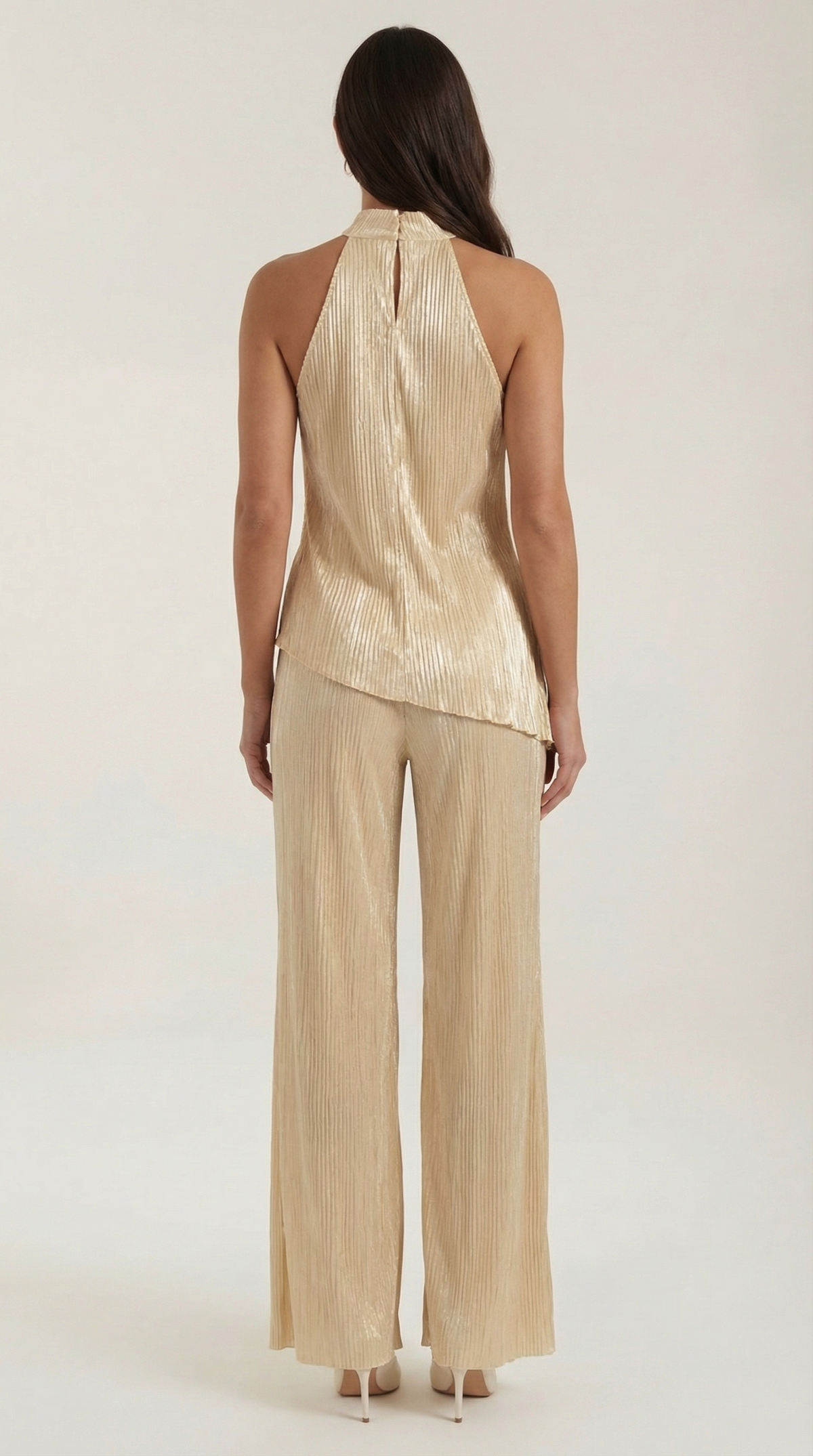Ainhoa | Conjunto Top Halter y Pantalón Crema Mujer