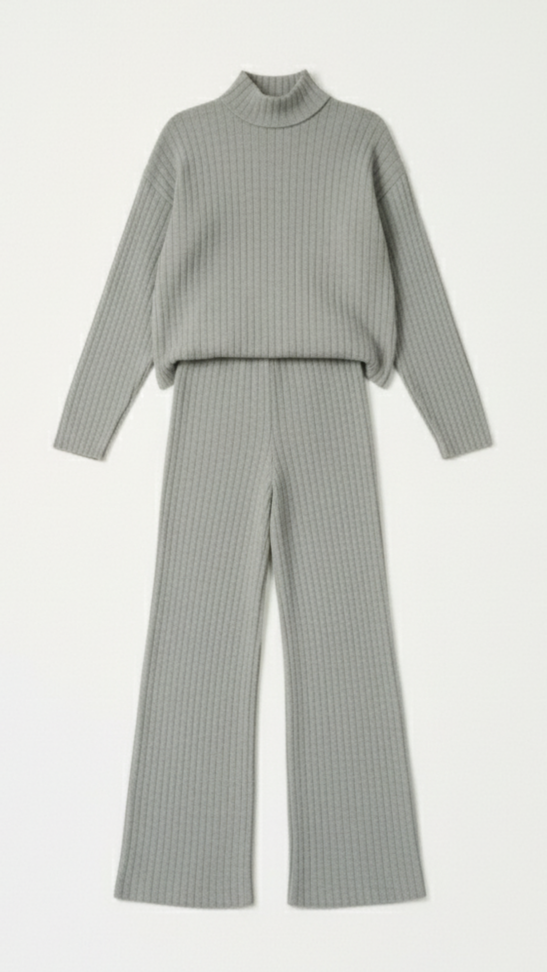 Irene | Conjunto Lounge Punto Canalé Gris Mujer