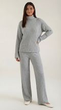 Irene | Conjunto Lounge Punto Canalé Gris Mujer