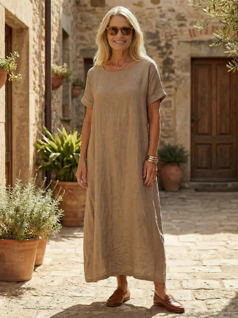 Vestido de Lino Largo Fluido para Mujer