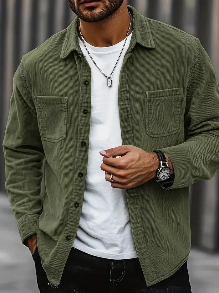 Pana Oversize | Camisa de Pana Oversize Hombre Manga Larga Bolsillos
