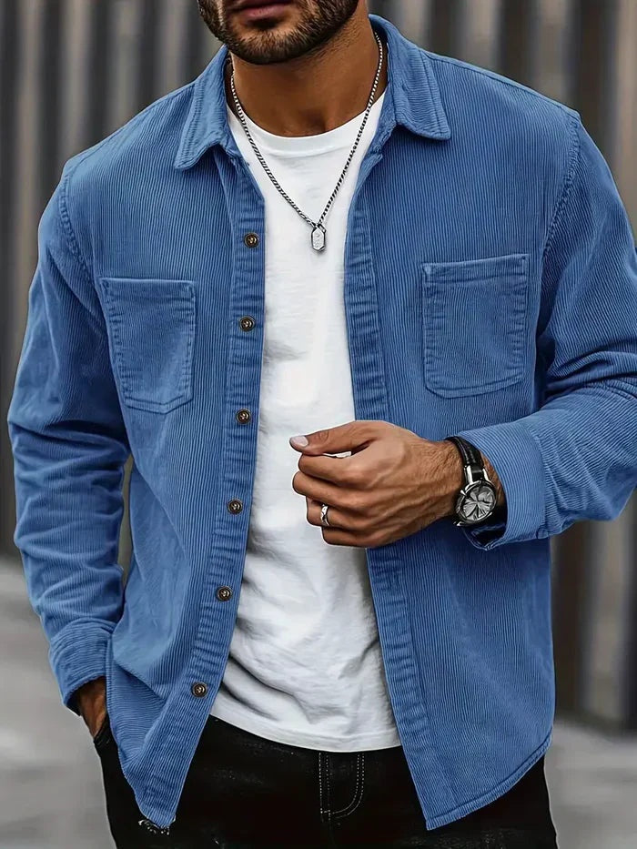 Pana Oversize | Camisa de Pana Oversize Hombre Manga Larga Bolsillos