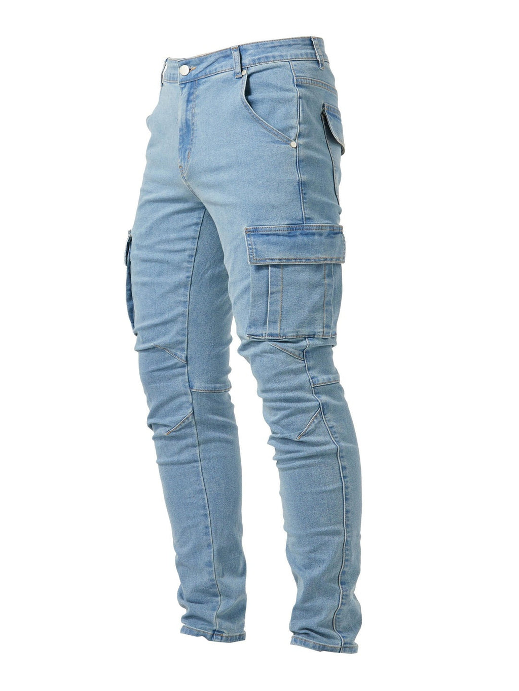 Jeans Cargo Slim con Bolsillos Laterales para Hombre