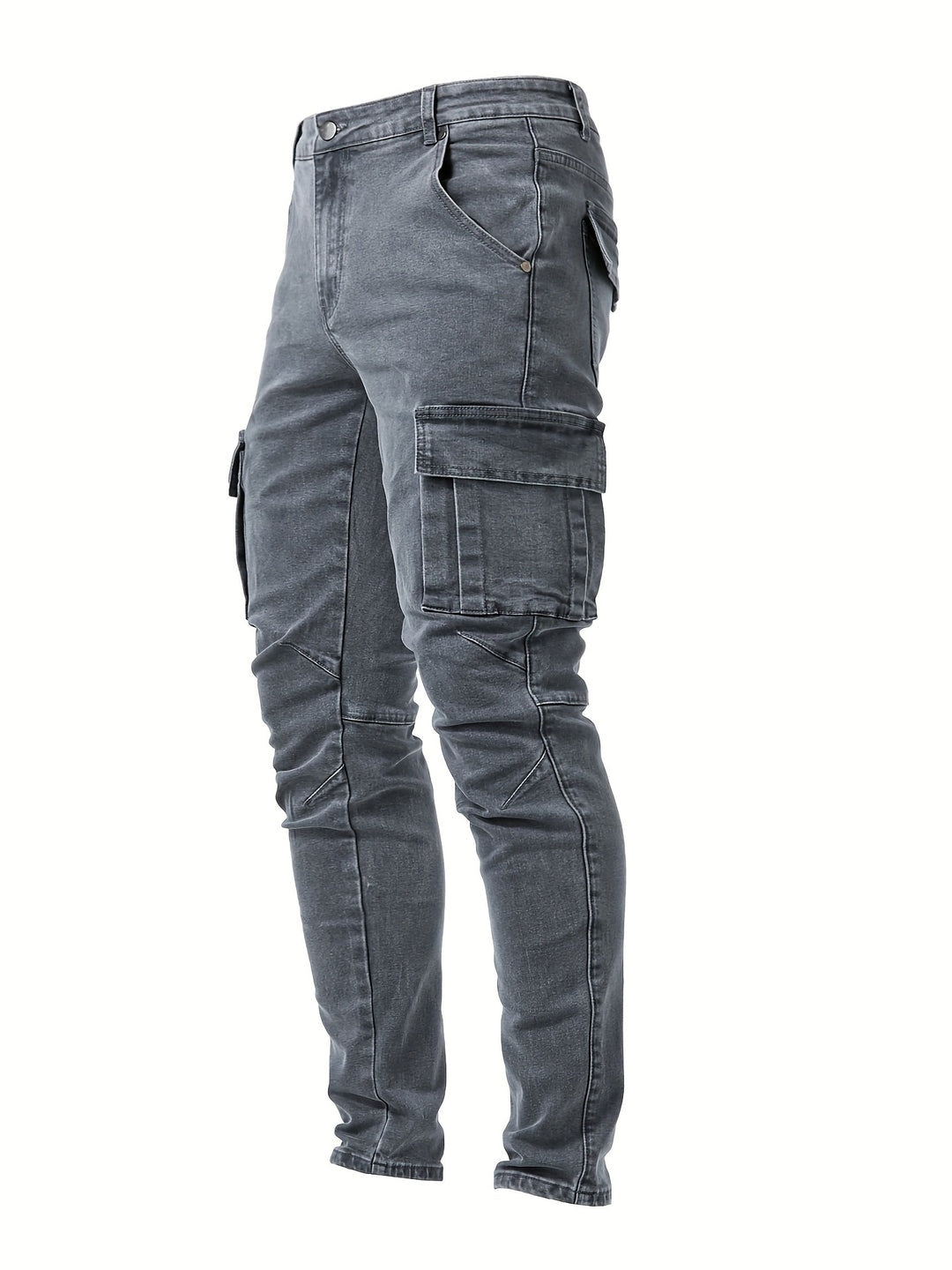 Jeans Cargo Slim con Bolsillos Laterales para Hombre