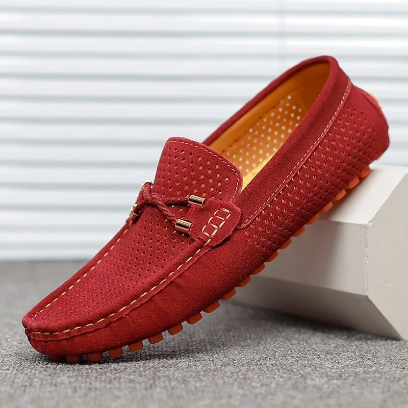 Rubén | Mocasines de Ante Perforado sin Cordones para Hombre