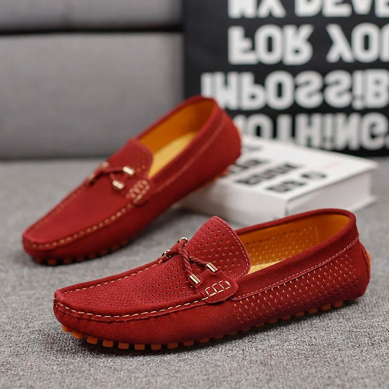 Rubén | Mocasines de Ante Perforado sin Cordones para Hombre