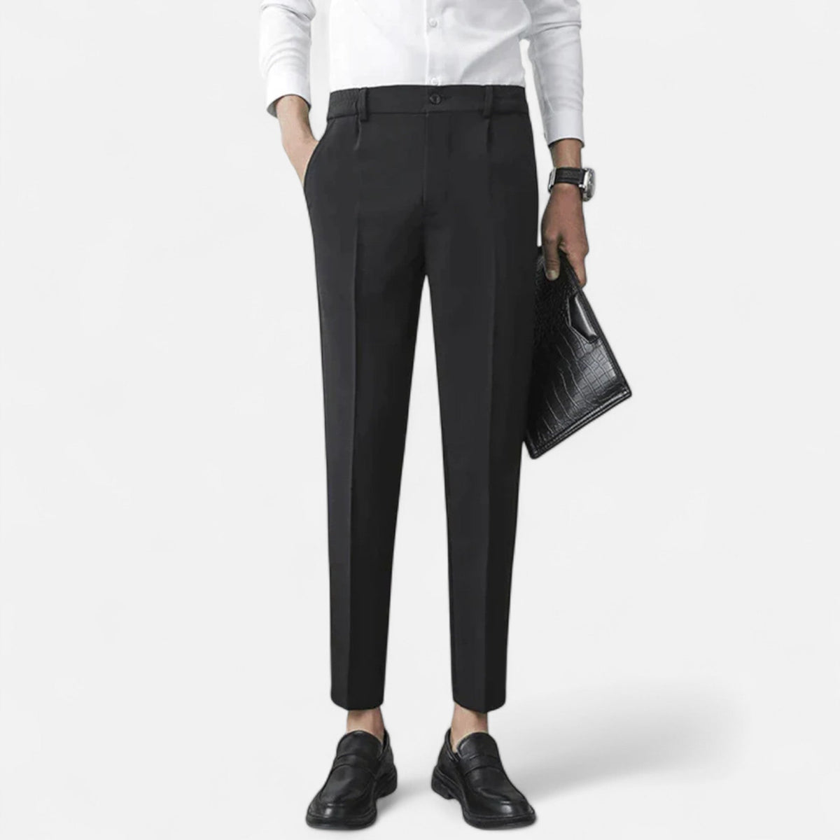 Pantalón Cropped de Vestir Slim con Pinzas para Hombre