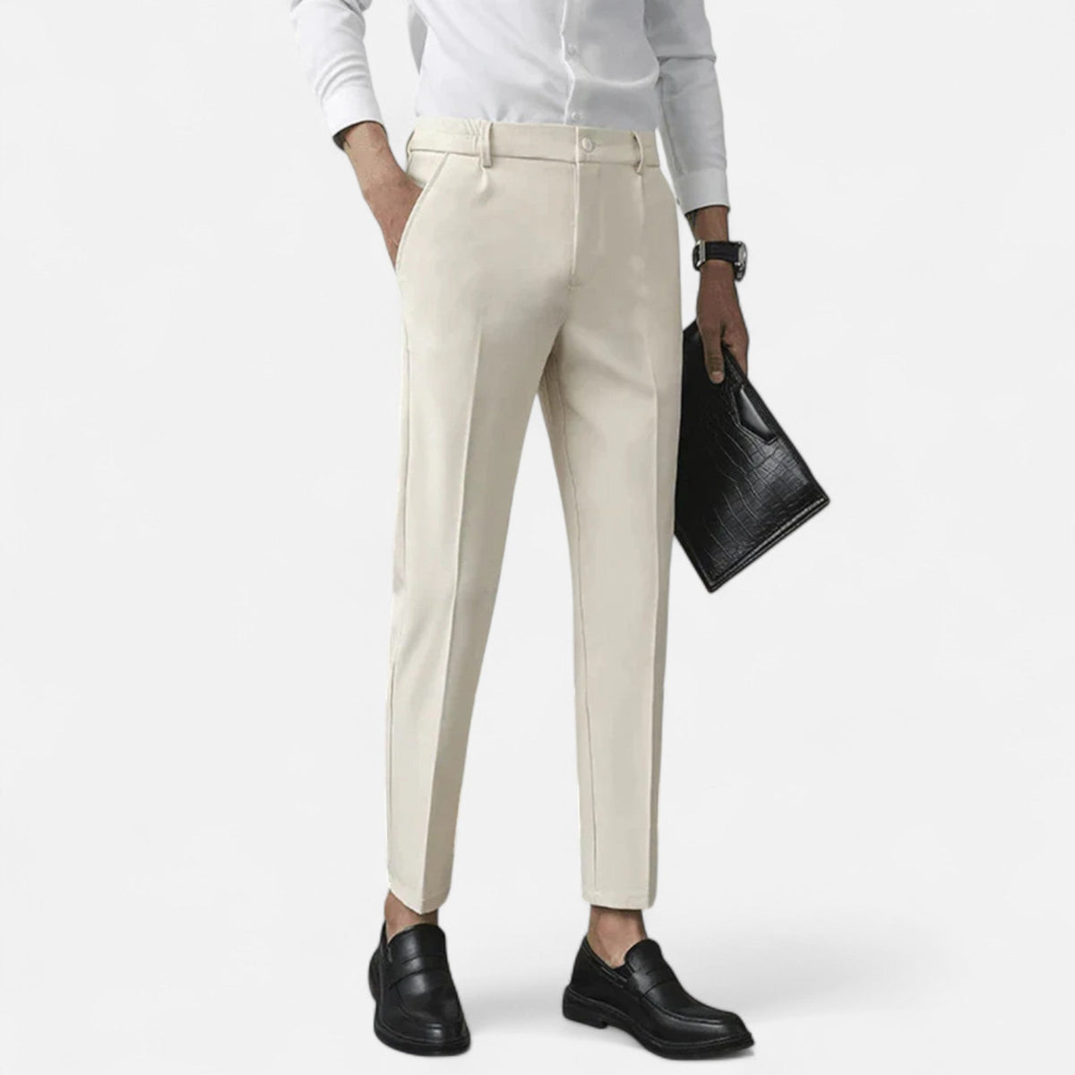 Pantalón Cropped de Vestir Slim con Pinzas para Hombre