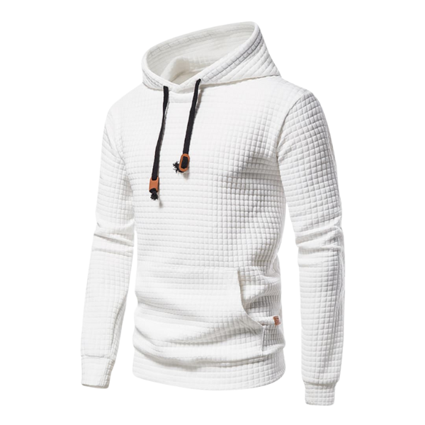 Sudadera con Capucha Textura de Cuadros y Bolsillo Canguro para Hombre