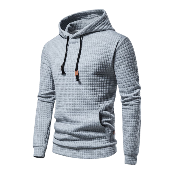 Sudadera con Capucha Textura de Cuadros y Bolsillo Canguro para Hombre