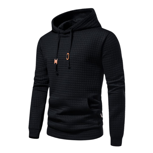 Sudadera con Capucha Textura de Cuadros y Bolsillo Canguro para Hombre