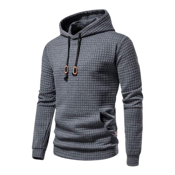Sudadera con Capucha Textura de Cuadros y Bolsillo Canguro para Hombre