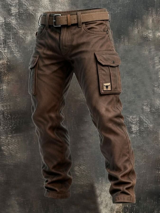 Pantalón de Trabajo de Lona Cargo Multipocket para Hombre