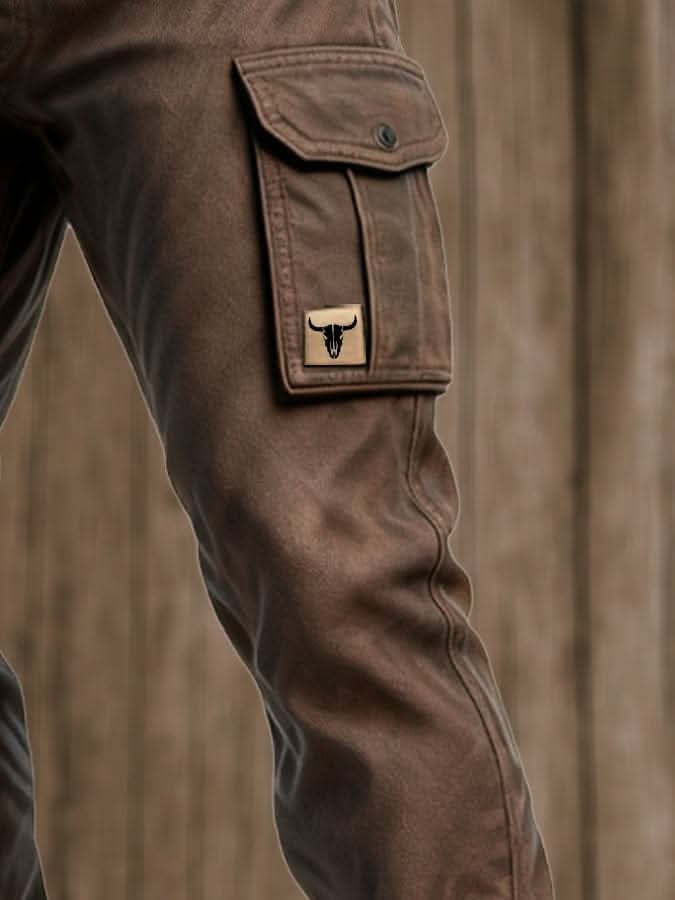 Pantalón de Trabajo de Lona Cargo Multipocket para Hombre