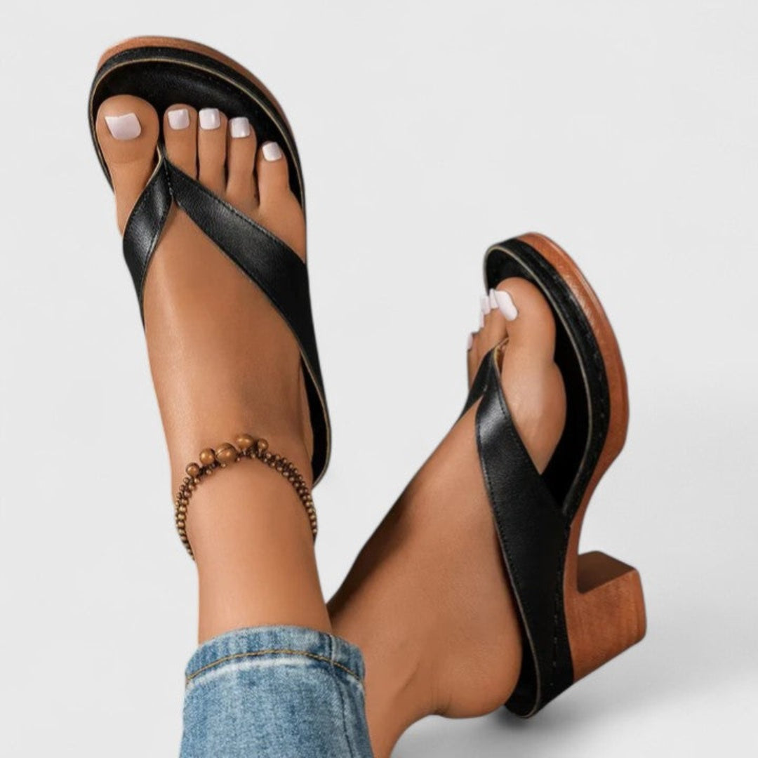Sandalias de Dedo con Tacón Chunky para Mujer