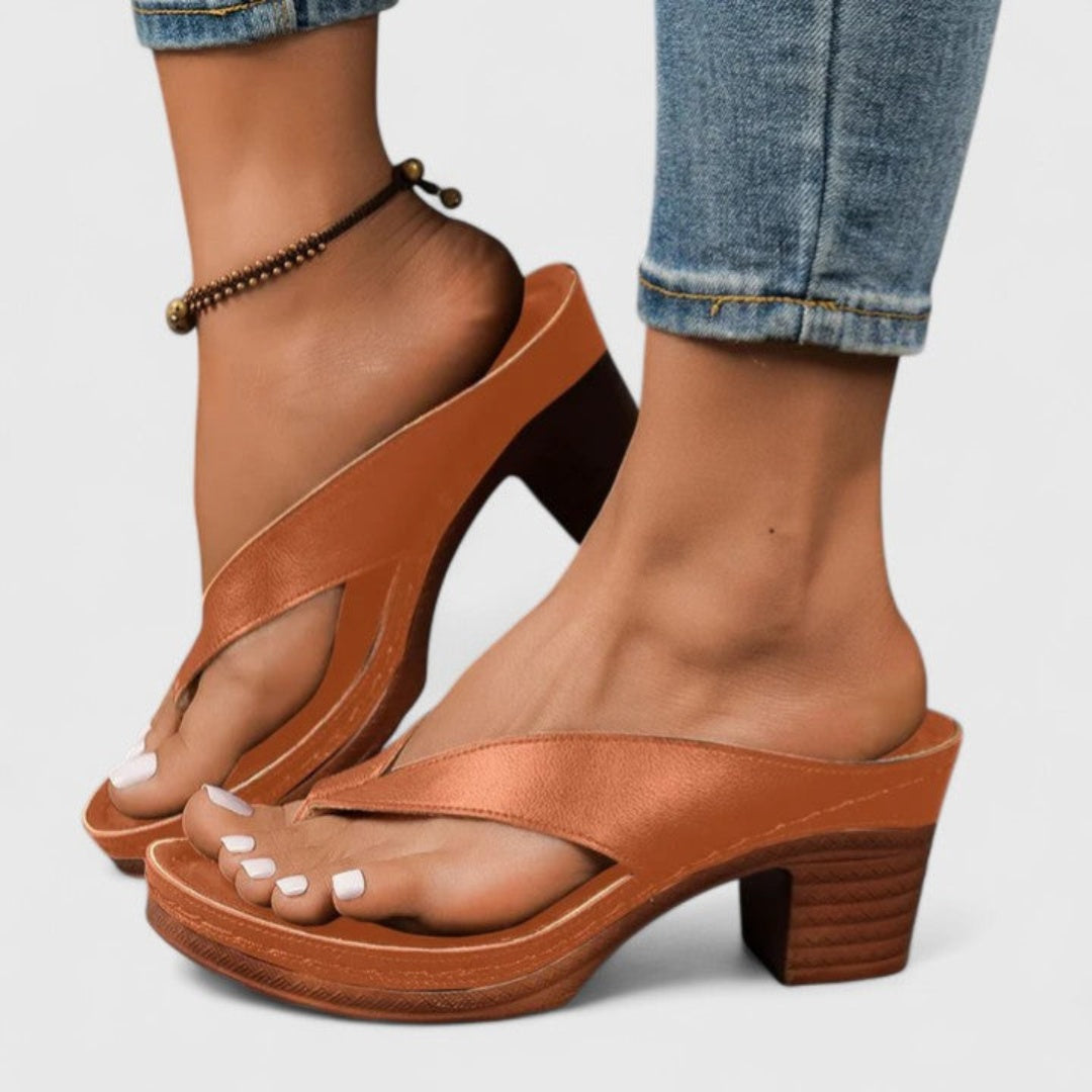 Sandalias de Dedo con Tacón Chunky para Mujer