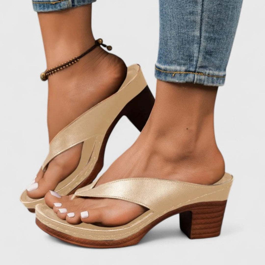 Sandalias de Dedo con Tacón Chunky para Mujer