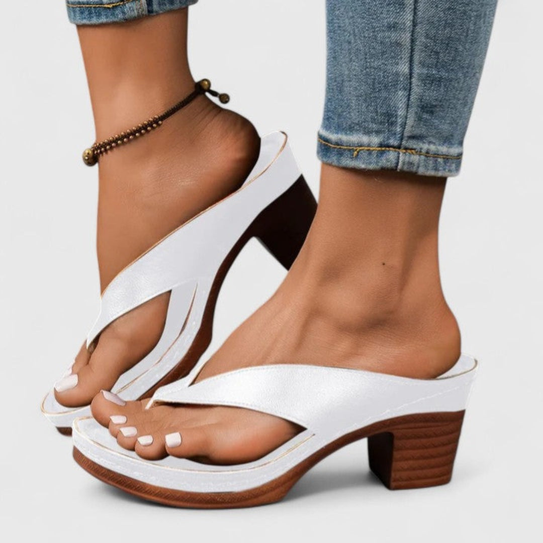 Sandalias de Dedo con Tacón Chunky para Mujer