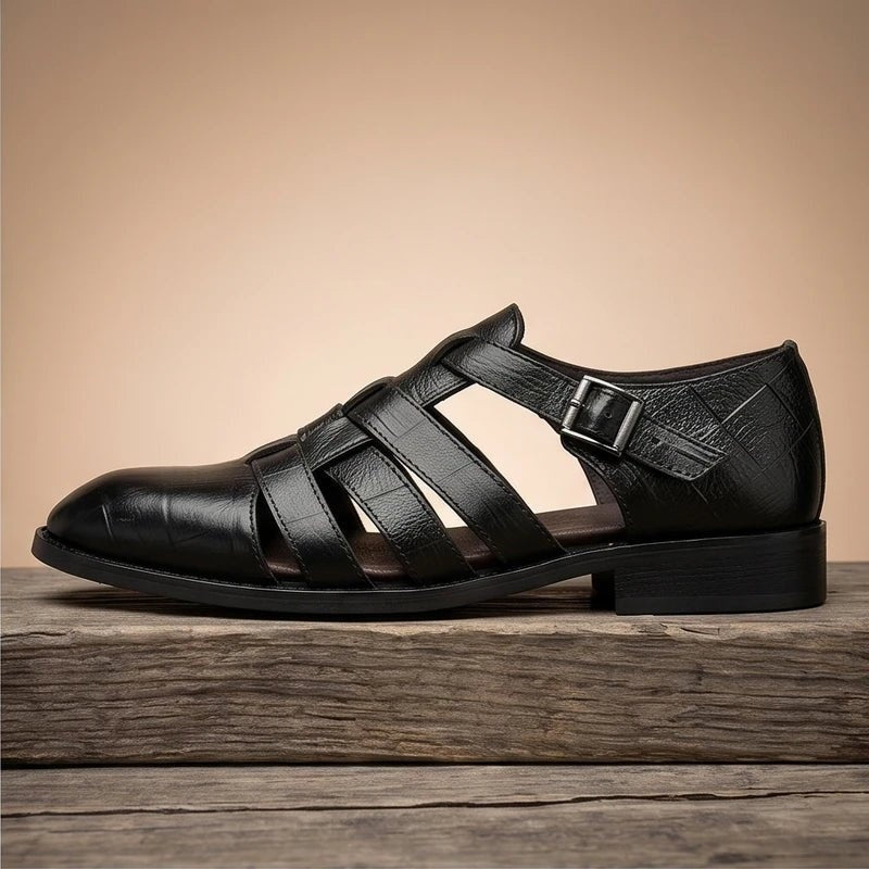 Esteban | Sandalias de Pescador de Cuero con Punta Cerrada y Hebilla para Hombre