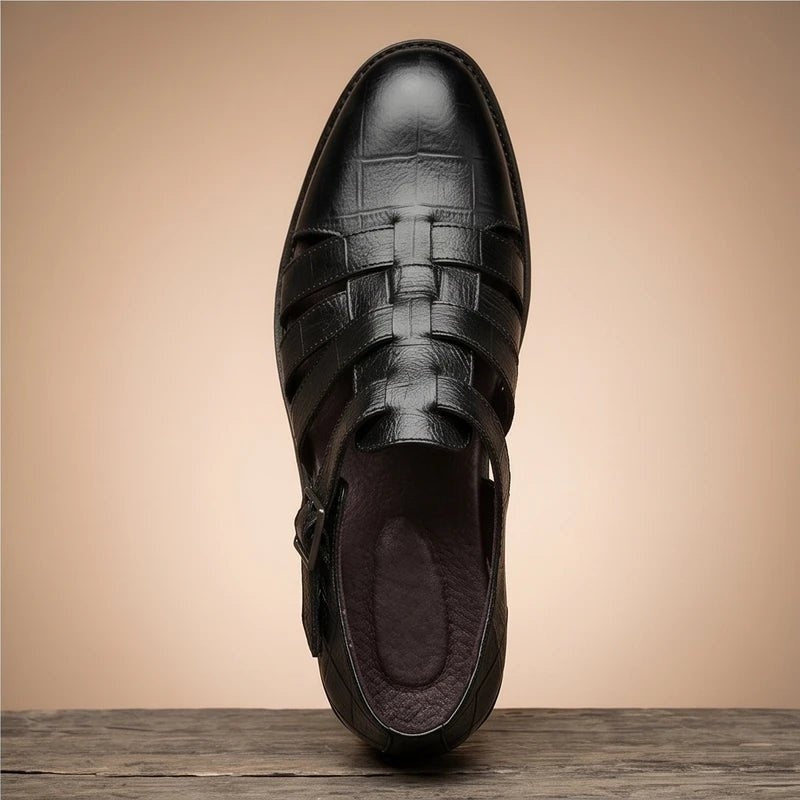 Esteban | Sandalias de Pescador de Cuero con Punta Cerrada y Hebilla para Hombre