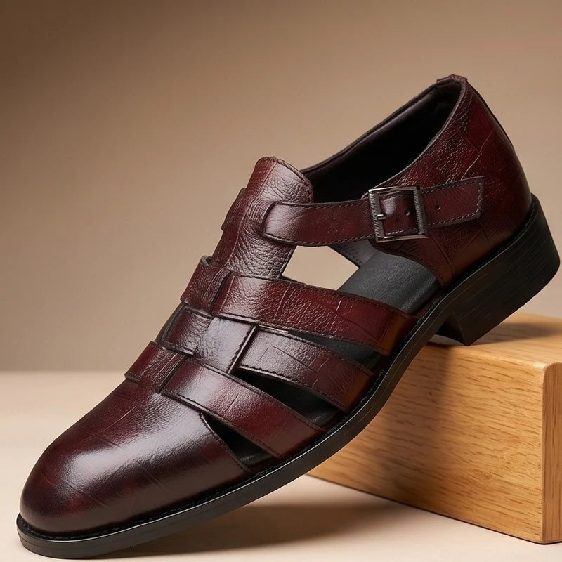 Esteban | Sandalias de Pescador de Cuero con Punta Cerrada y Hebilla para Hombre