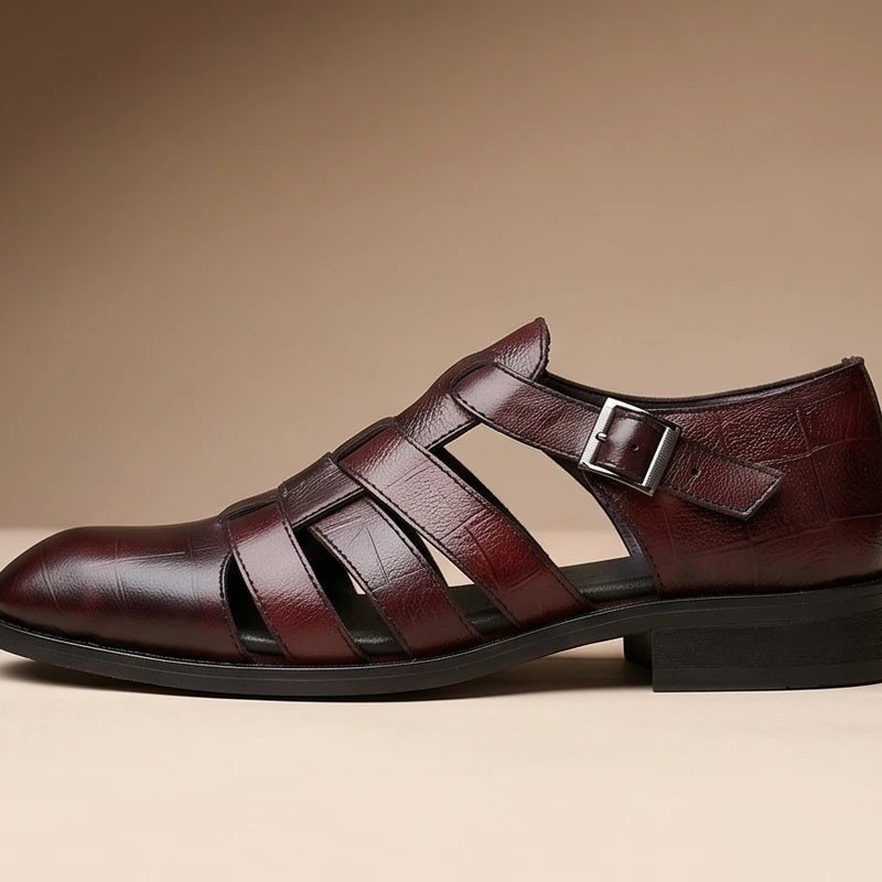 Esteban | Sandalias de Pescador de Cuero con Punta Cerrada y Hebilla para Hombre